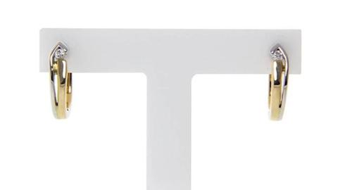 Gouden bicolour klapcreolen met diamant 14 krt