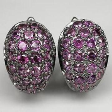 925 zilveren oorbellen pink granaat gratis post - flower