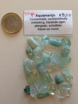 25 en 50 gram edelstenen o.a. Aquamarijn,Aventurijn en Jade