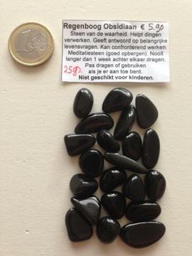 25 en 50 gram edelstenen o.a. Regenboog Obsidiaan en Pyriet