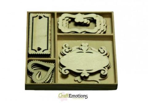 CraftEmotions houten ornamenten fantasie frames 20 stuks box