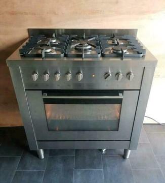 Mooie Rvs 5-pits Solitaire Fornuis met hetelucht oven