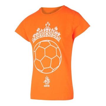 KNVB T-shirt Meisjes - Tiara Bal - Eigen Naam - Oranje