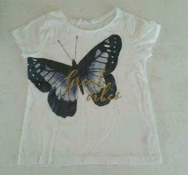 Z.g.a.n. T-shirt - H&M - 122/128 wit shirt vlinder glitters