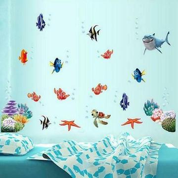Coloful Under Water World Wall Sticker Woonkamer Huisdeco