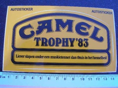 sticker camel trophy 1983 slapen muskietennet dan hemelbed