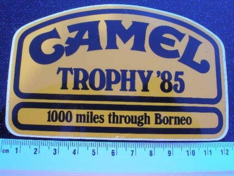 sticker camel trophy 1985 1000 miles through borneo logo