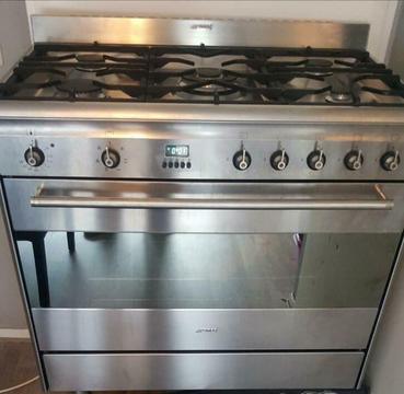 Nette staat gasfornuis RvS smeg 5pits 90Cm oven zéér staat