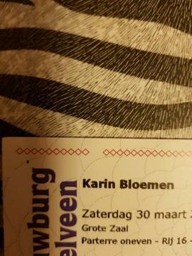 Ticket 30 maart Karin Bloemen te Amstelveen
