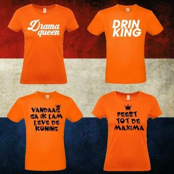 Koningsdag T-Shirts Oranje T-Shirt maat XS t/m XXL