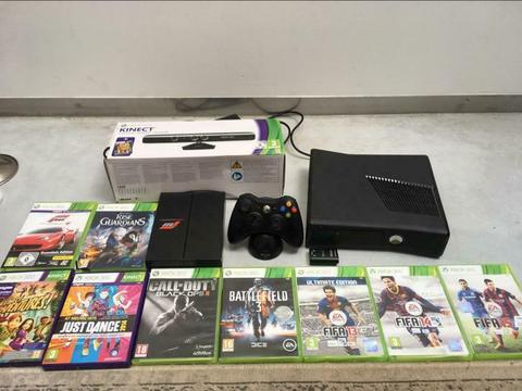 Xbox 360 S met Kinect, FIFA, Call of Duty, Just Dance etc