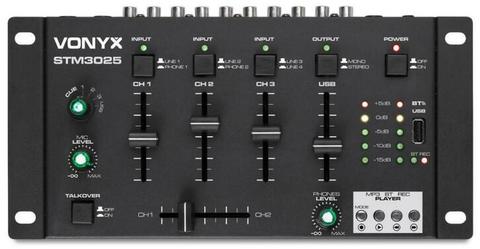 Vonyx STM3025B mixer 4-kanaals met Bluetooth en USB mp3 spel