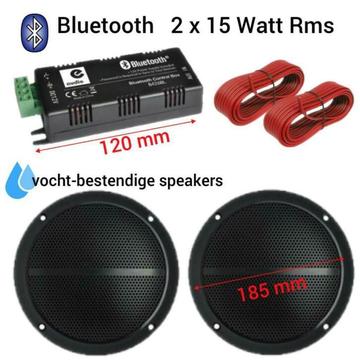 Bluetooth Vochtbestendige luidspreker set Zwart 2x 16,5Cm