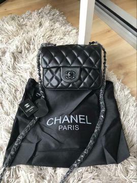 Chanel flapbag mini tas flap bag black zwart leer dames