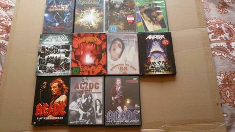 metal / rock DVD's , AC/DC , Metallica , Judas Priest