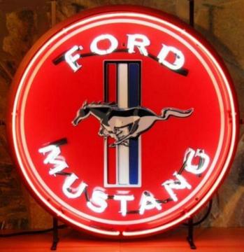 Ford Mustang Neon Verlichting Met Bord 64 x 64 cm