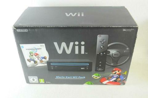 Nintendo Wii Console (Black) Met Mario Kart - In Doos