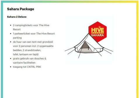 Rock Werchter: The Hive Resort package, Sahara 2 Deluxe
