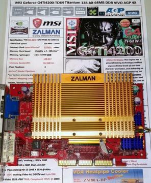 MSI Geforce 4 TI4200 128-bit 64M DDR AGP VIVO Zalman ZM80A