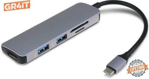 USB C Multiport 5 in 1 Adapter |USB/USB C/HDMI 4k