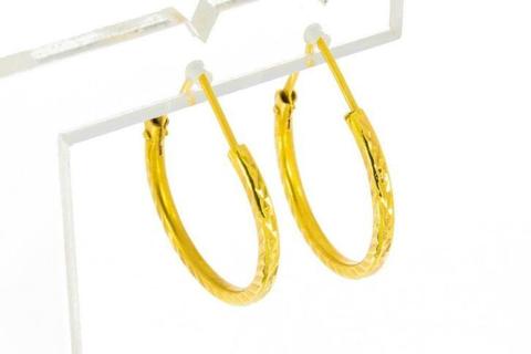 18 karaat geel gouden Creolen (bewerkt)