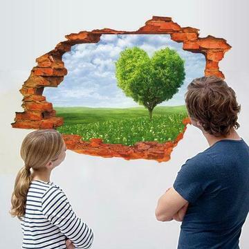 Miico Creative 3D Love Tree Scenery Broken Wall Verwijder