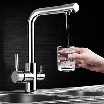 Dual-greep keuken 3-weg waterfilter mengkraan Sink Flow m