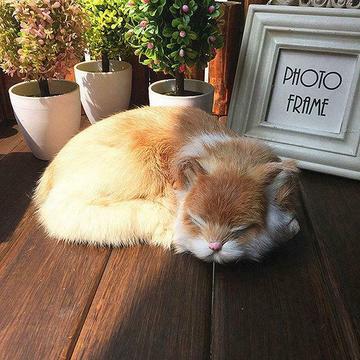 Realistische slapende kat levensechte pluche nep Kitten F