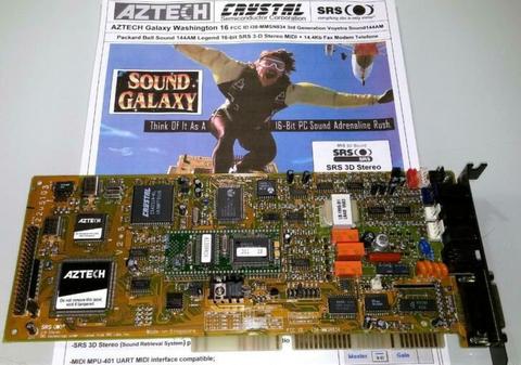 AZTECH Sound Galaxy 16 bit DAC SRS 3-D MIDI FM OPL3 14K ISA