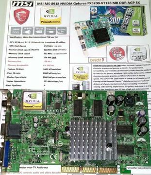 MSI Geforce 5 FX5200-VT128 Cinema 128-bit 128MB DDR AGP 8X
