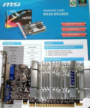 MSI N210-D512H NVIDIA Geforce 210 GT210 512MB DDR2 PCI-E 2.0