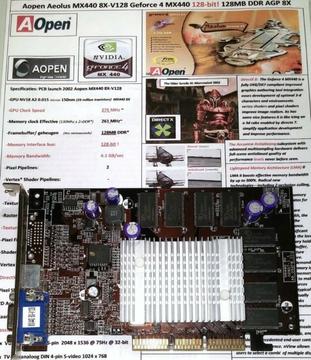 Aopen Aeolus Geforce 4 MX440 8X-V128 128-bit 128M DDR AGP 8X