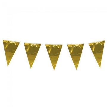 Vlaggen slinger met grote vlaggen (30-45 cm) gold
