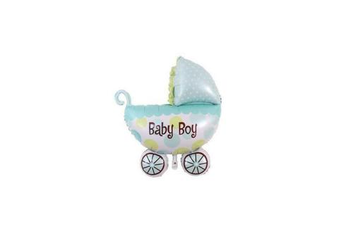 Blauwe wandelwagen baby boyvoor geboorte jongen 35 cm