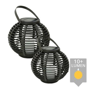 Solar LED Lantaarn Basket Small + Medium (set van 2 stuks)