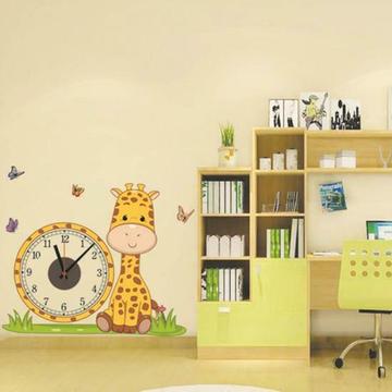 DIY Creative Giraffe Wall Clock Wall Stickers Butterfly P
