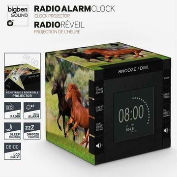 SALE Demo model Big Ben, Wekkerradio met projectie - Paarden