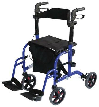 Lichtgewicht rollator en rolstoel in 1. Opvouwbaar. Nieuw