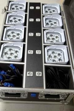 DMX LED 6x 18W Uplight PAR spot op accu / RGBW + UV+ WIFI