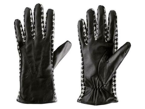 Dames leren handschoenen 7,5, Zwart/wit