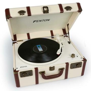 Fenton RP145 witte retro platenspeler in koffer met