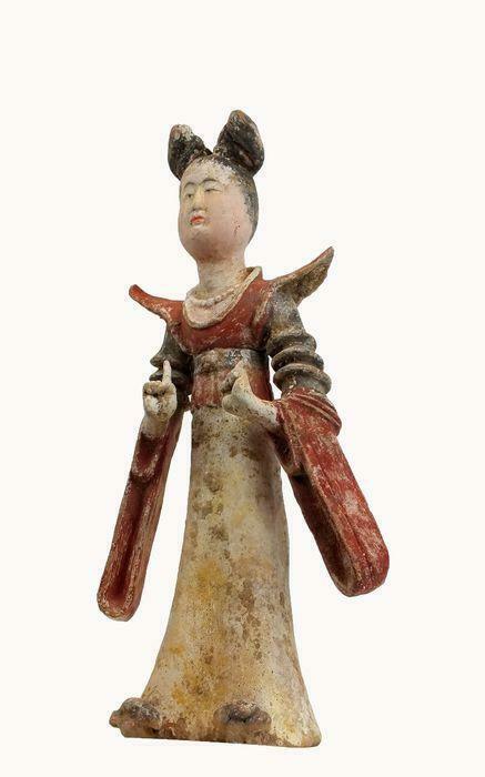 Mingqi - Terracotta - A Fine and Rare Painted Pottery Figure
