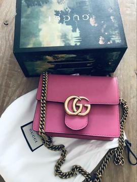 Gucci roze tas , pink bag , gold chain , leer, Vaste Prijs